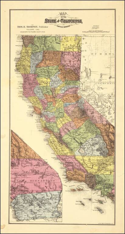 Map of the State of California Compiled Expressly for Thos. H. Thompson, Publisher Tulare, Cal. Issued with the Tulare County Atlas