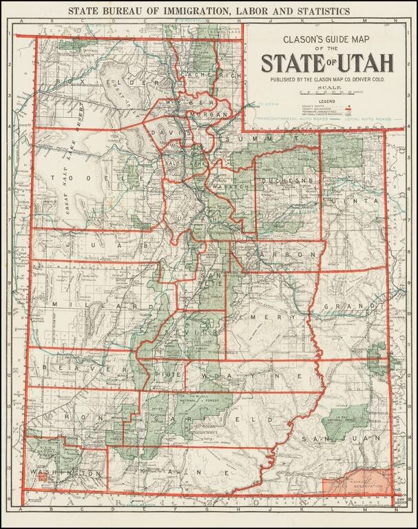 Clasen's Guide Map of the State of Utah  /  State Bureau of Immigration, Labor and Statistics