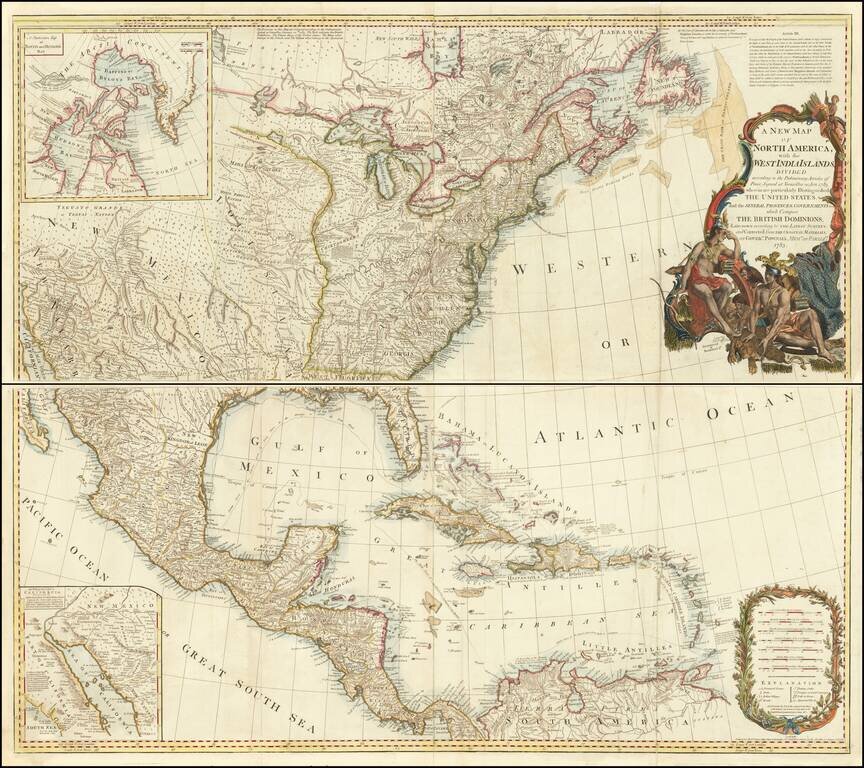 A New Map of North America, with the West India Islands,  Divided according to the Preliminary Articles of Peace, Signed at Versailles, 20 Jan. 1783, wherein are Distinguished The United States and the Several Provinces, Governments &c Which Compose the B