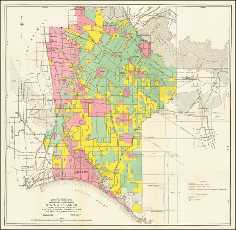 [Los Angeles & Orange Counties]  Status of Lands Survey Conducted During 1926 Central Portion of Coastal Plain . . .