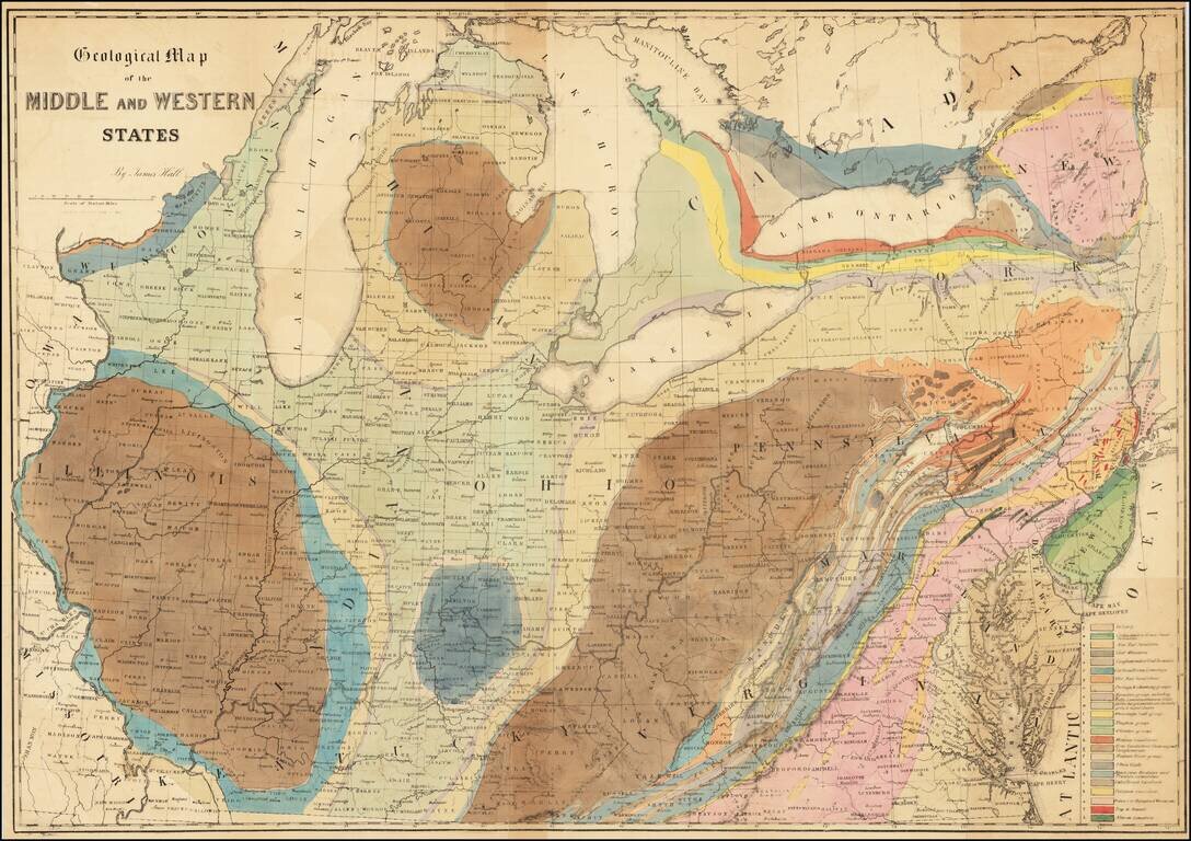 Geological Map of the Middle and Western States By James Hall