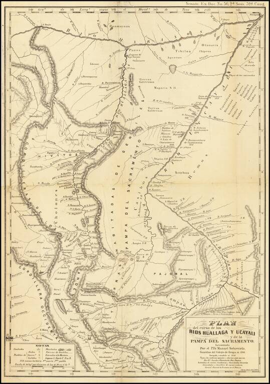 Plan del curso de los Rios Huallaga y Ucayali y de la Pampa del Sacramento... 1790... Corregido y anadido en 1830... Lith by A Hoen & Co Balto.