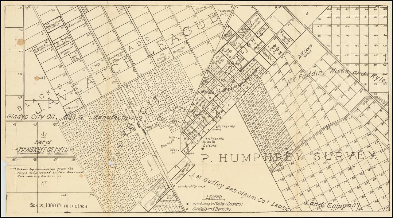 Map of Beaumont Oil Field