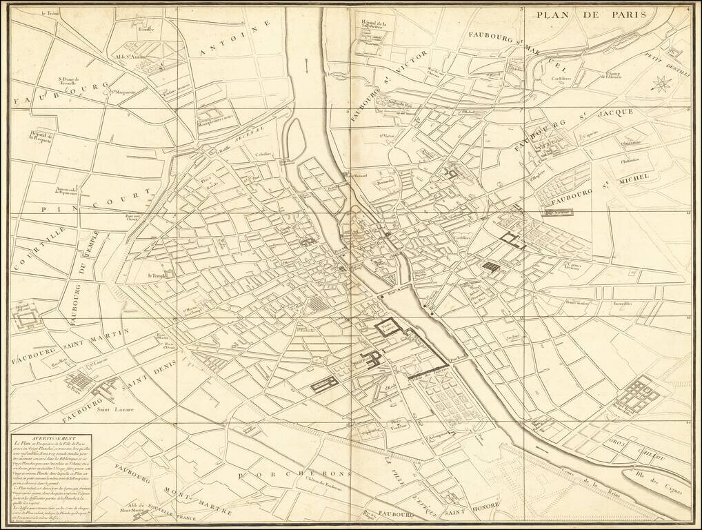 Plan de Paris commencé l'année 1734.