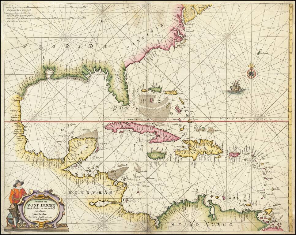 Pascaerte van West Indien van de Caribes tot aen de Golfo van Mexico