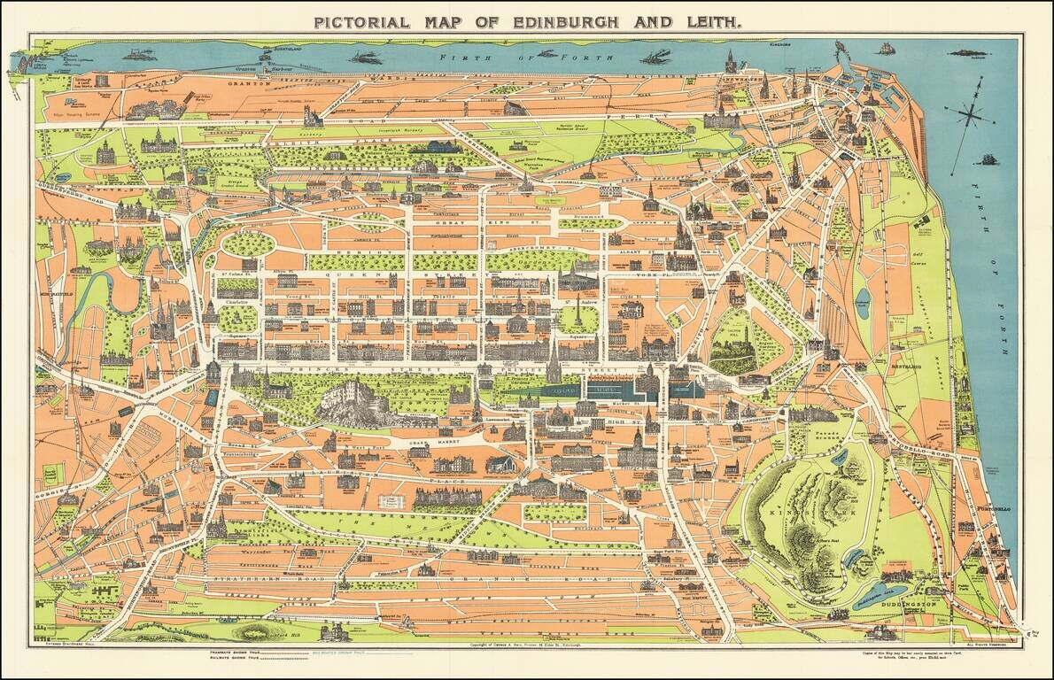 Pictorial Map of Edinburgh and Leith.