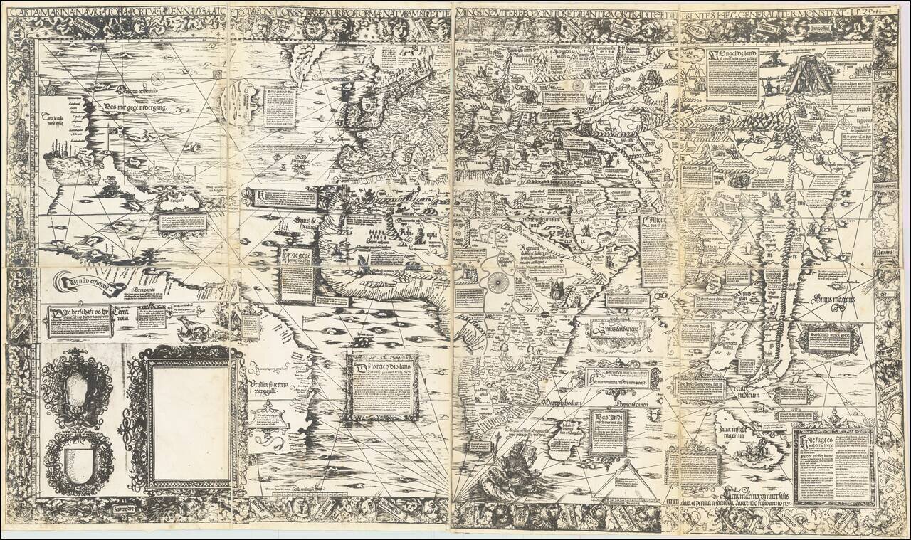 [Early Facsimile] Carta Marina Navigatoria Portugalien Navigationes: atque tocius cogniti orbis terrae marisque formae naturam situm et terminos noviter recognitos et ab antiquorum traditione differentes hec generaliter monstrat, 1525
