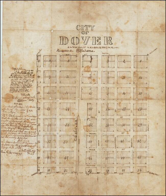 City of Dover  Kingfisher Co. Oklahoma . . . 1892