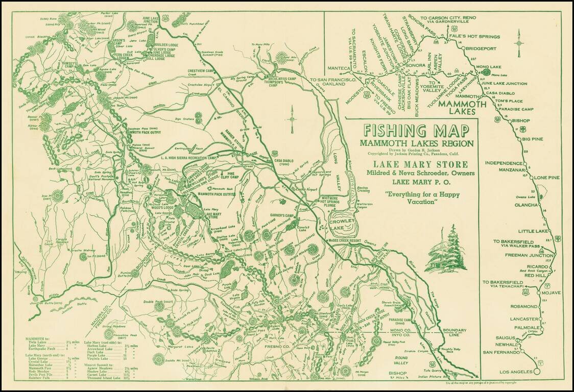 Fishing Map Mammoth Lakes Region . . . .