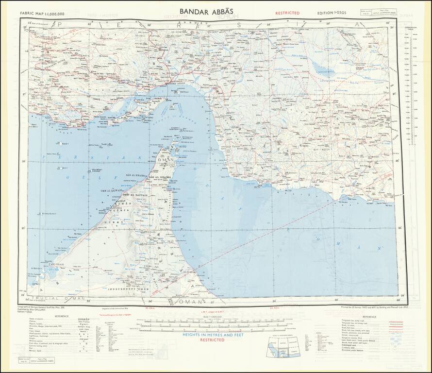 Horuf | Restricted [Qatar and Bahrain] [on verso:] Bandar Abbas [U.A.E. and Strait of Hormuz]