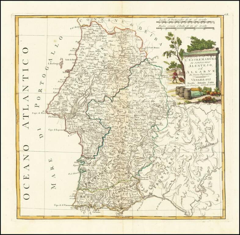 L'Estremadura di Portogallo Alentejo, ed Algarve Di Nuova Projeezione . . . 1775