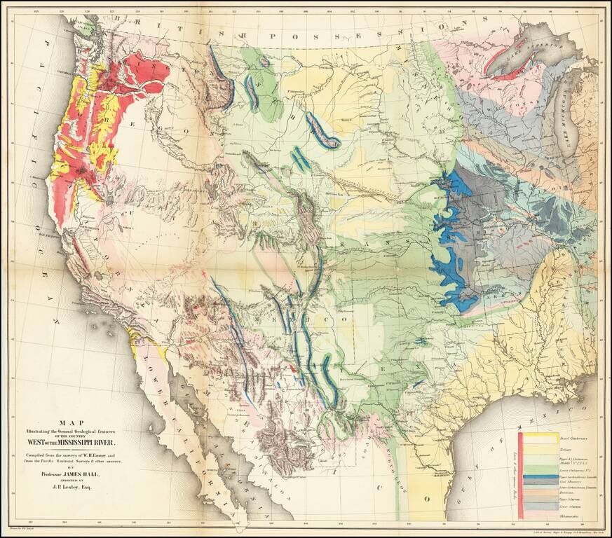 Map Illustrating the General Geological Features of the Country West of the Mississippi River . . .