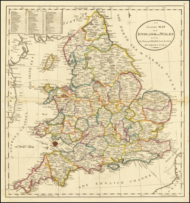 An Accurate Map of England and Wales with The Principal Roads from the best Authorities