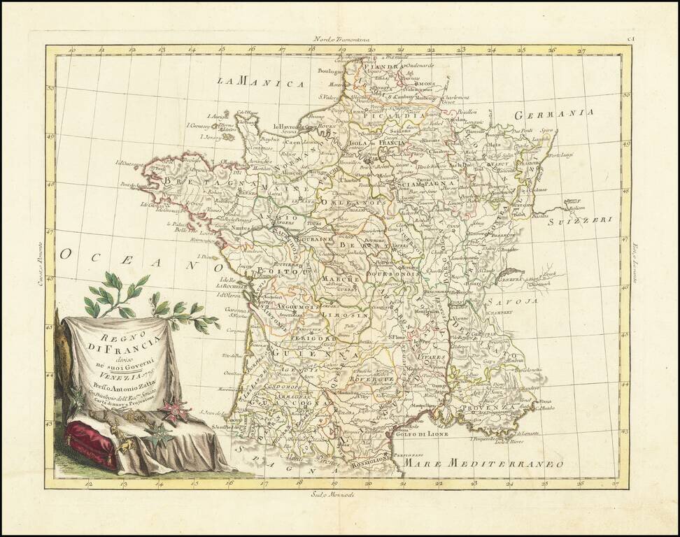 Regno di Francia diviso ne suo Governi . . .1776