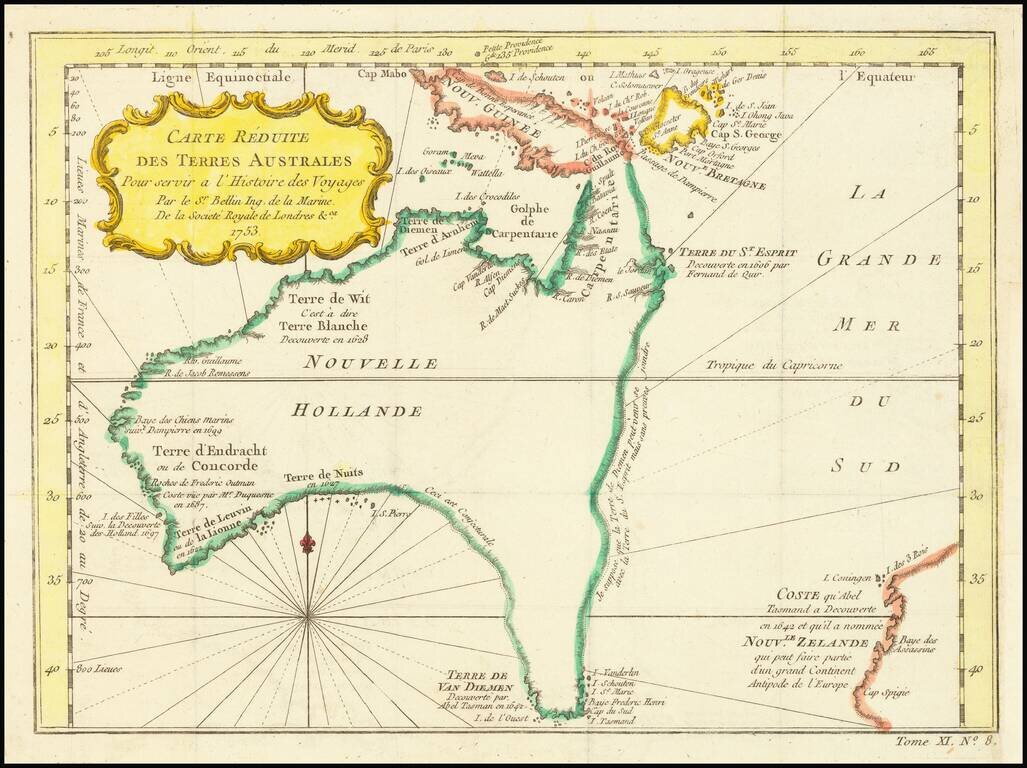 Carte Reduite Des Terres Australes . . . 1753