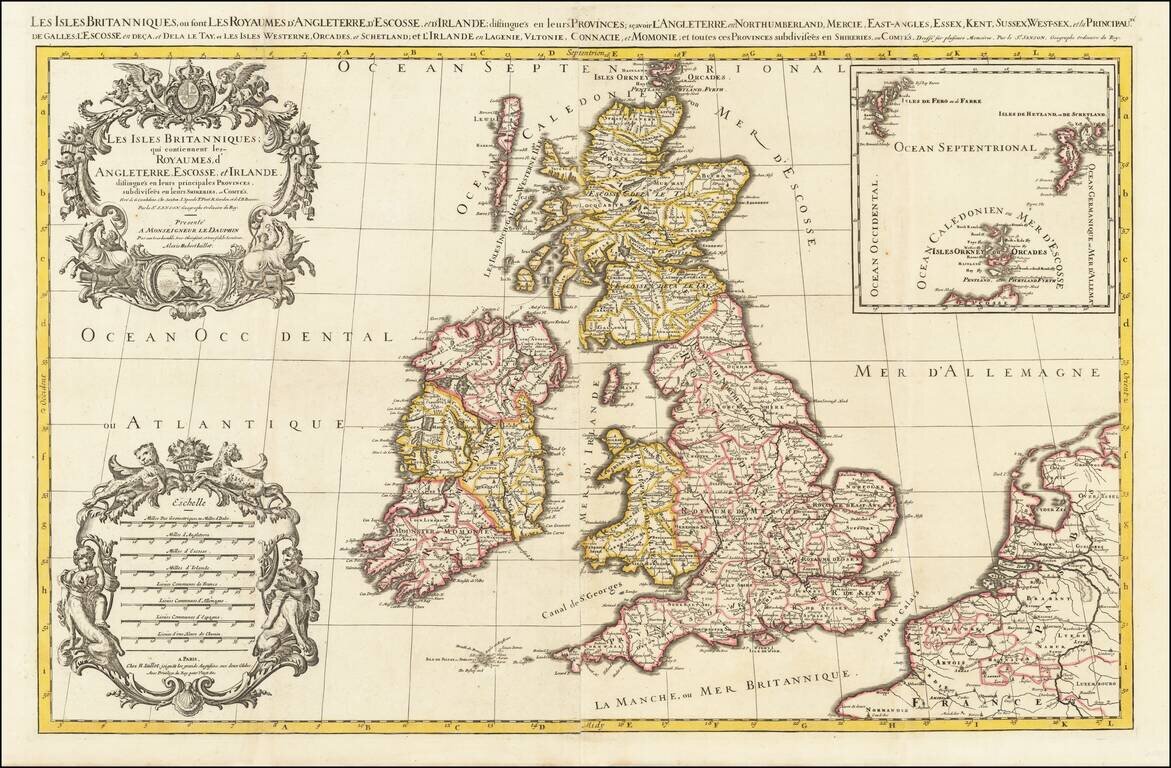 Les Isles Britanniques qui contiennent les Royaumes, d'Angleterre, Escosse, et Irlande. . . .
