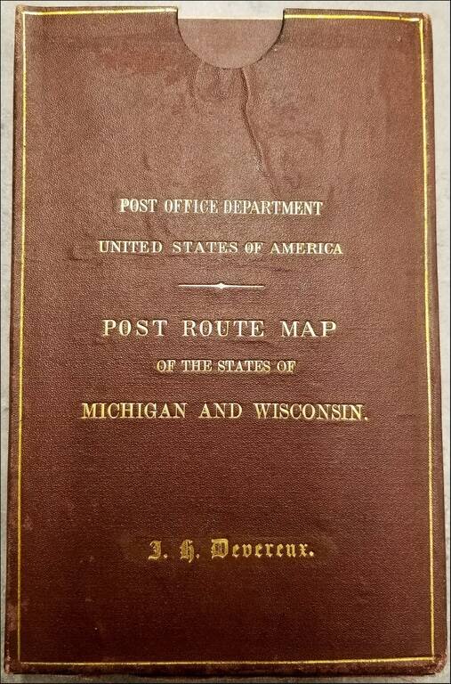 Post Route Map of The States of Michigan and Wisconsin with Adjacent Parts of Ohio Indiana Illinois Iowa and Minnesota Designed and Constructed Under the Orders of Postmaster General John A.J. Cresswell Second Assistant Postmaster General Giles A. Smith..