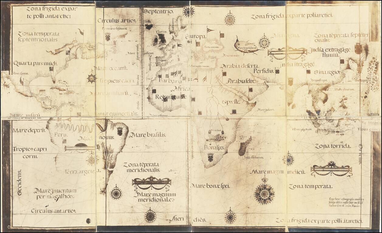 [Early Photographic Facsimile of the Lopo Homem Planisphere of 1554]