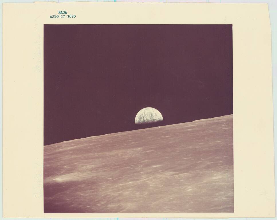 (Apollo 10) Earthrise. Kodak Paper, Blue-Letter Photograph.