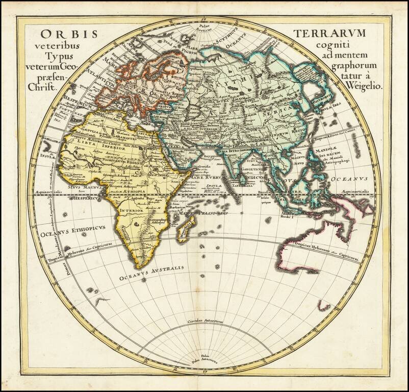 Orbis Terrarum veteribus cogniti Typus ad mentem veterum Geographorum praesentatur a Christ. Weigel