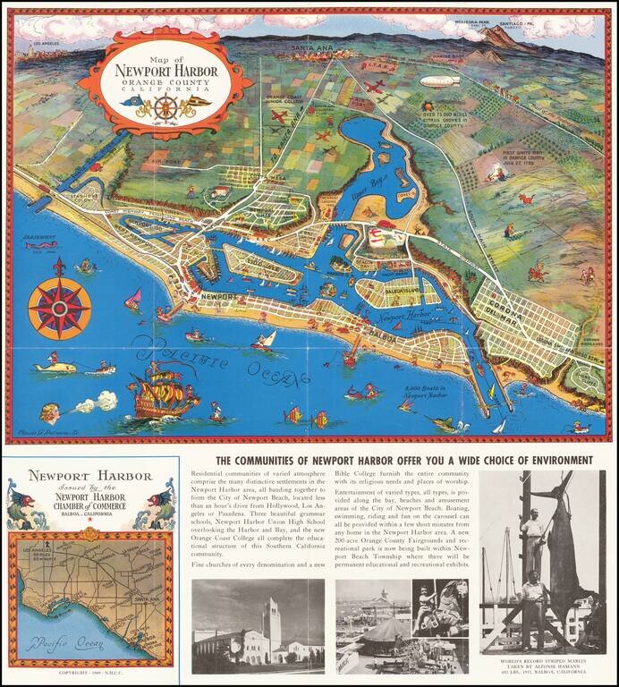 Map of Newport Harbor Orange County California