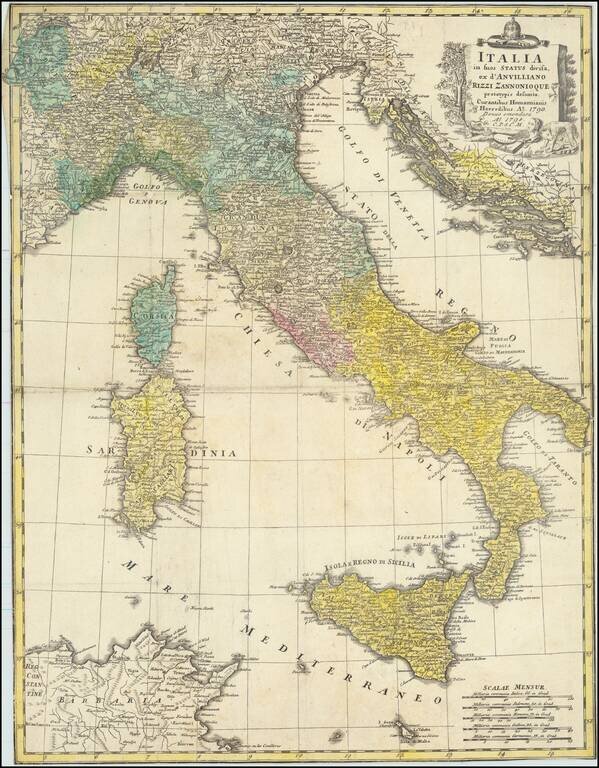 Italia in suos Status divisa ex d'Anvillano Rizzsi Zannonioque prototypis desuintia . . . 1798
