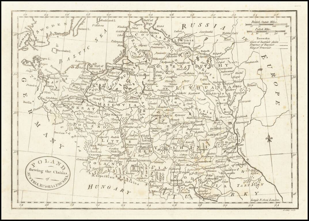 Poland shewing the Claims of Austria, Russia & Prussia