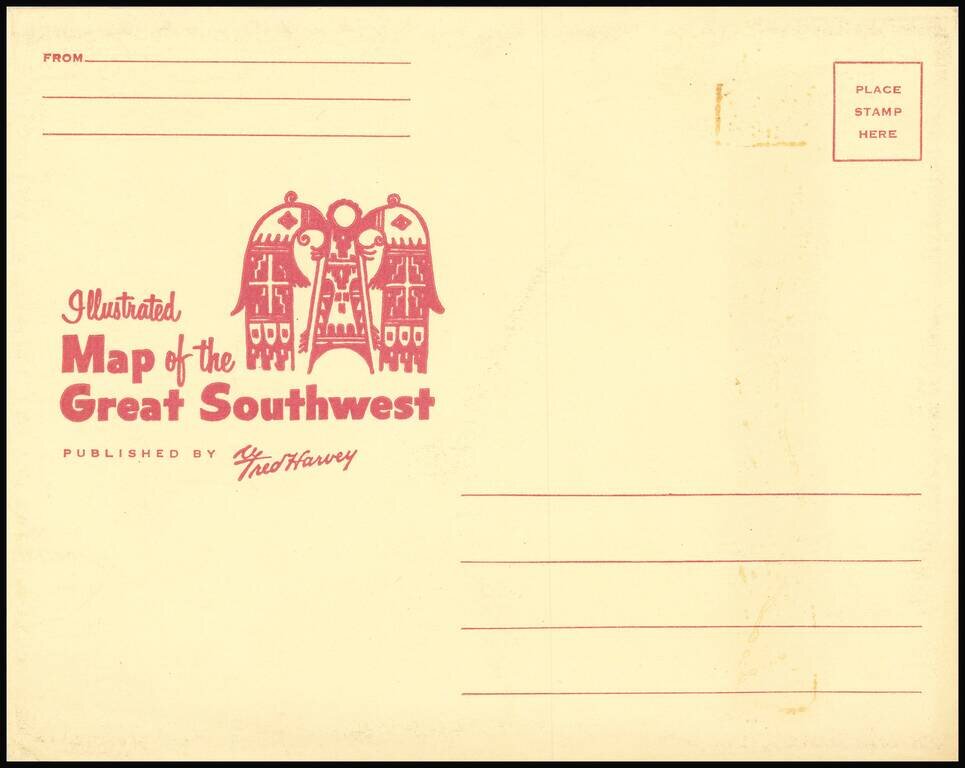 Illustrated  Map of the Great Southwest Including points of interest in New Mexico and Arizona and Key to Indian Symbols