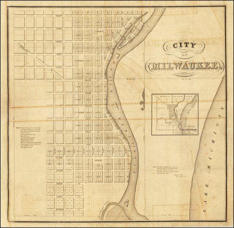 (First Printed Map of Milwaukee) City of Milwaukee
