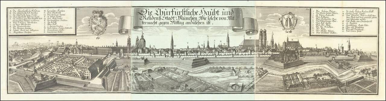 Die Churfürstliche Haubt und Residenz Stadt München, wie solche von Mitternacht gegen Mittag anzusehen ist.