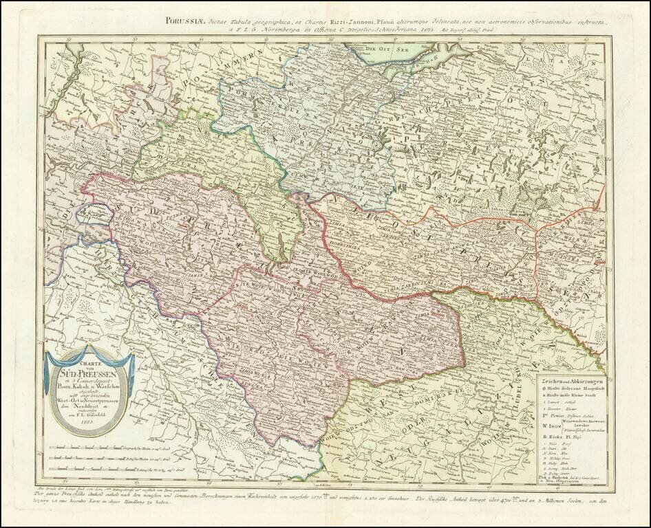 Charte von Sud-Preussen in 3 Camerdepart: Posen, Kalisch, u Warschau abgetheilt nebst angranzenden West-Ost U. Ueuostpreuessen dem Nezdistricgt etc. . . . 1803