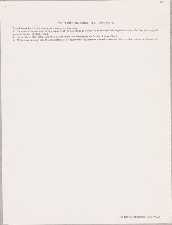 (Apollo 13 Atlas) Lunar Orbit Scientific Visual Observation Graphics for Apollo Mission 13 April 11, 1970 Launch Date