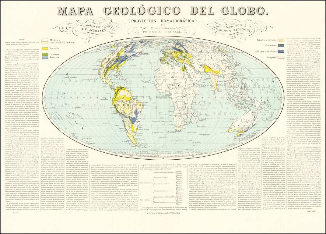 Mapa Geologico Del Globo (Proyeccion Homalografica)