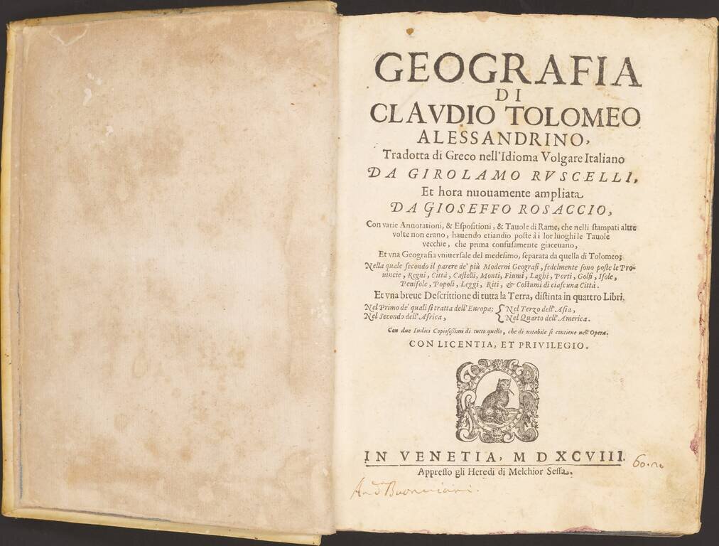 La Geografia di Claudio Tolomeo Alessandrino, Tradotta di Greco nell'Idioma Volgare Italiano da Girolamo Russcelli