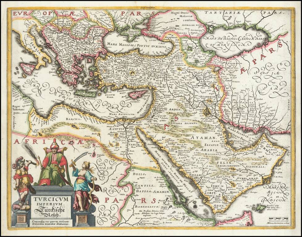 Turcicum Imperium.  Turckiche Reich.  Concordia res parvae crescunt Discordia maximae dilabuntur [shows Cyprus]