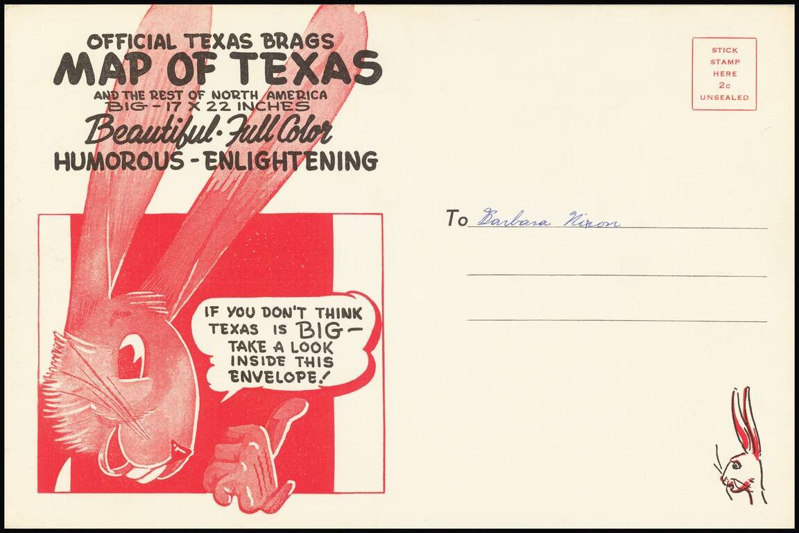 Official Texas Brags Map of North America . . . Scale One Inch = 6 Texas Grapefruit  [With Original Envelope!]
