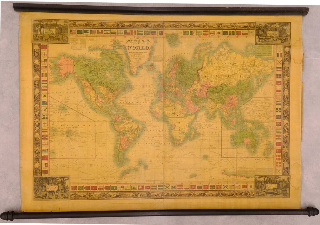 Map of the World on Mercator's Projection Published By T & E. H. Ensign.  . . . 1846  [Flag of Republic of Texas]