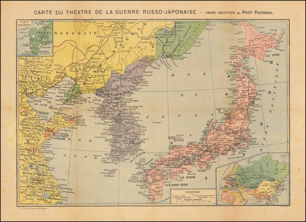 Carte Du Theatre De La Guerre Russo-Japonaise-Prime Gratuite du Petit Parisien