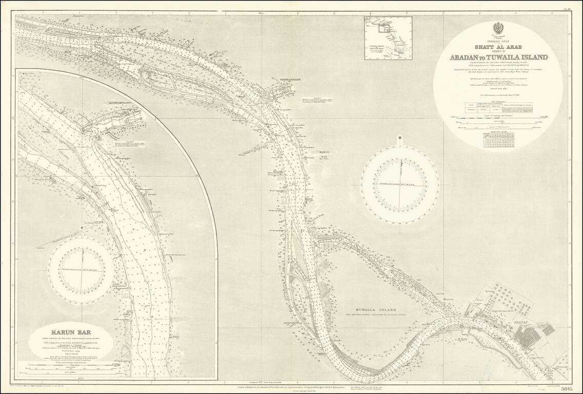Shatt Al Arab Sheet IV  Abadan to Tuwaila Island From Surveys By The Port Directorate, Basra, To 1937