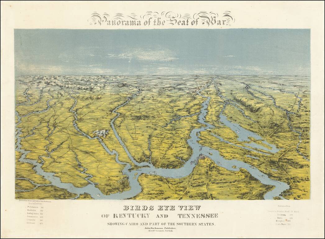 Panorama of the Seat of the War  Birds Eye View of Kentucky and Tennessee Showing Cairo And Part Of The Southern States…