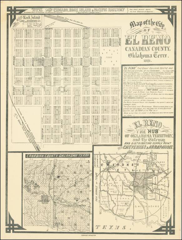 Map of the City of El Reno Canadian County, Oklahoma Terry. 1891