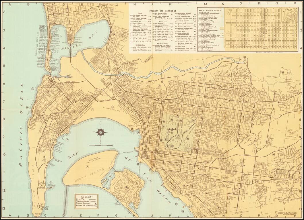 Recreational Map of San Diego City and County, Compiled & Copyrighted By Lowell E. Jones . . .