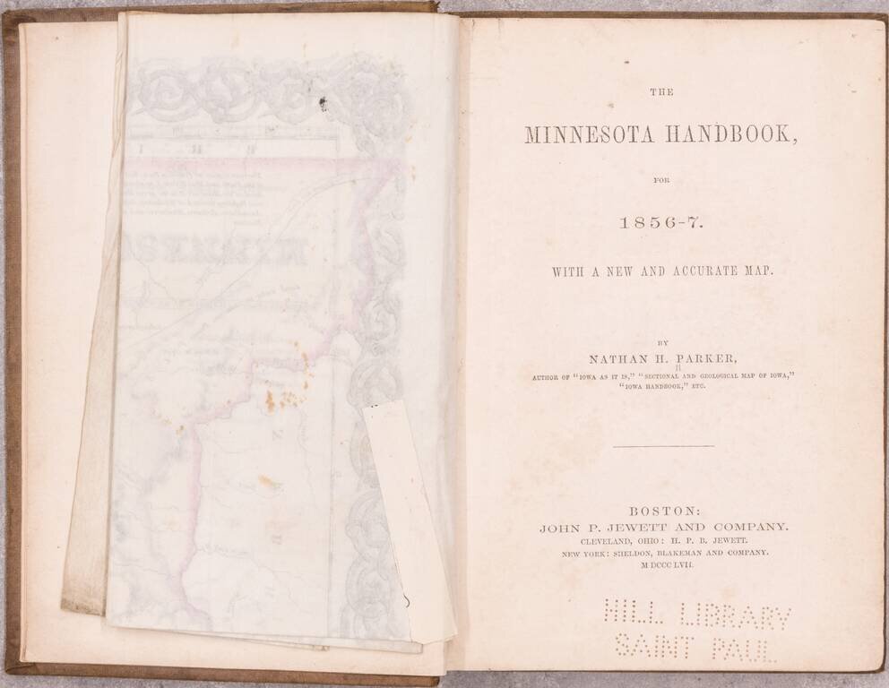 The Minnesota Handbook, for 1856-7 [with] Minnesota Published by J.H. Colton & Co... 1857.