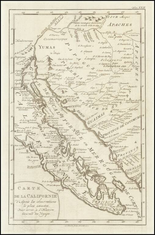 Carte De La Californie d'Apres les obserations le plus exactes Pour servir a l'Histoire Generale des Voyages