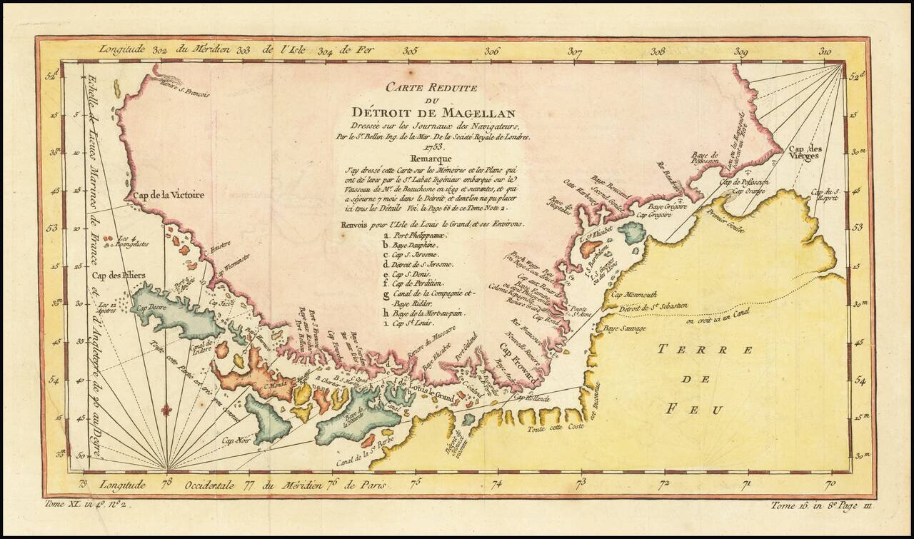 [Straits of Magellan]  Carte Reduite Du Detroit De Magellan  Dressee sur les Journaux des Navigateurs; Par le Sr. Bellin . . . 1753