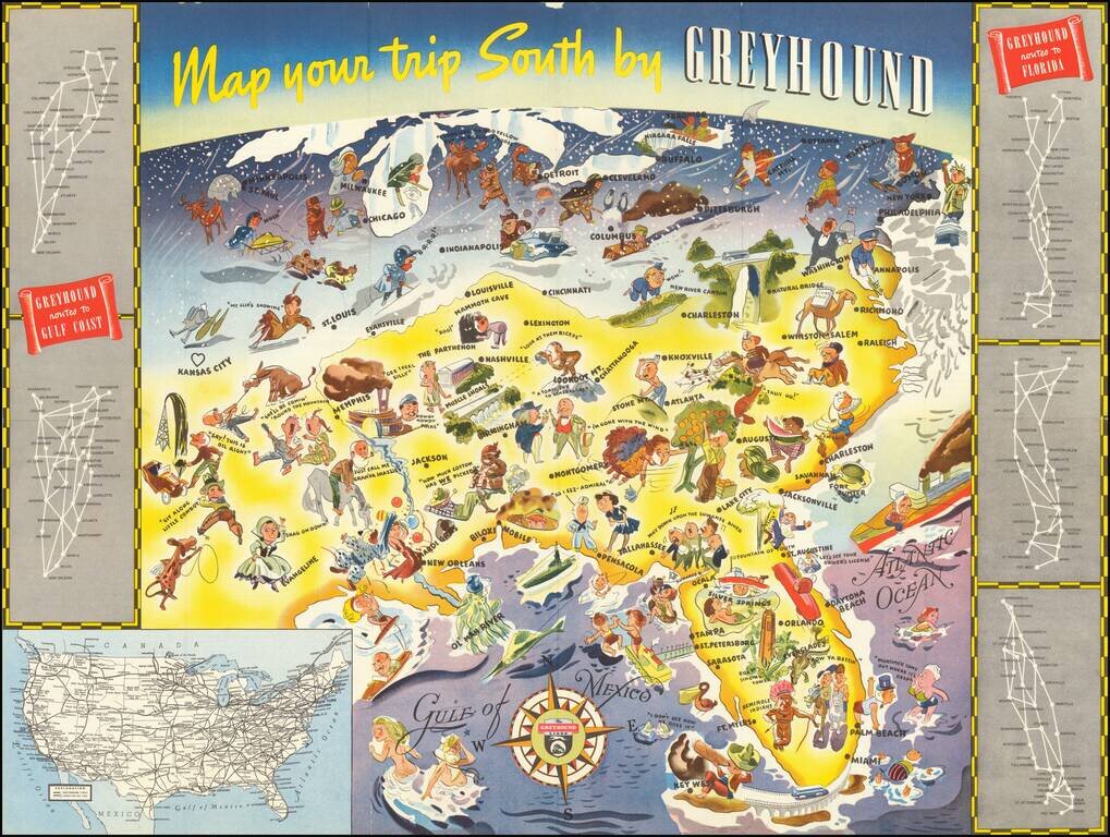 Map your trip South By Greyhound