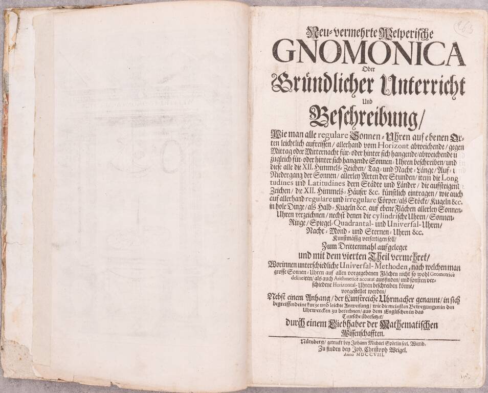 Neu-vermehrte Welperische Gnomonica Oder Gründlicher Unterricht und Beschreibung...
