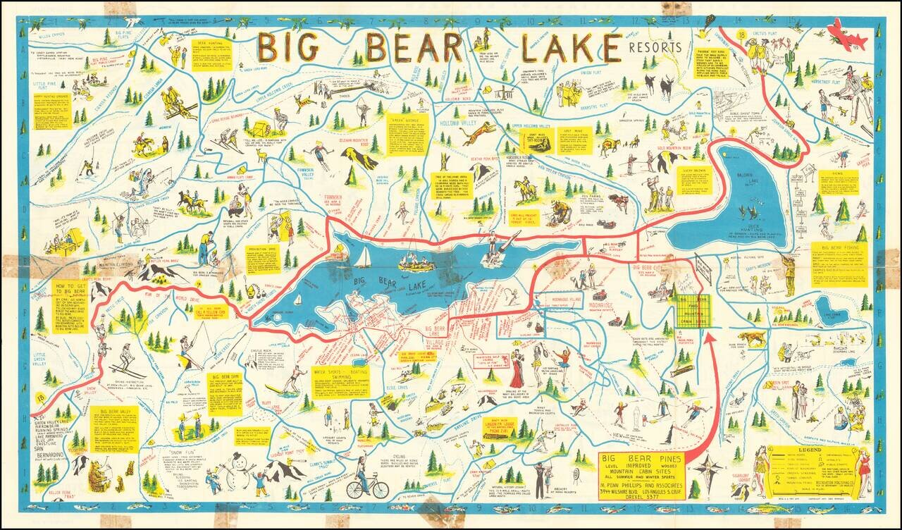 Big Bear Lake California  /  Big Bear Lake Souvenir Fun Map