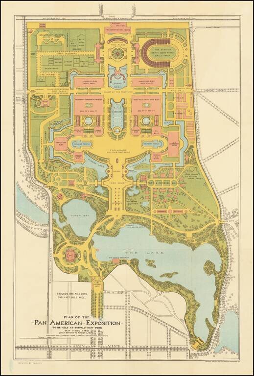 [Site of A Presidential Assassination]  Plan of the Pan American Exposition to be held at Buffalo, New York (May 1 - Nov. 1, 1901)