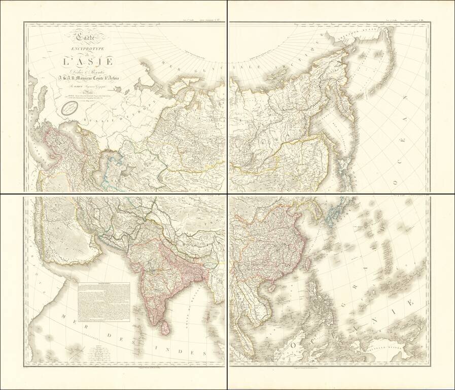 Carte Encyprotype de L'Asie Dédiée & Présentée AS.A.R. Monsieur Comte d'Artois